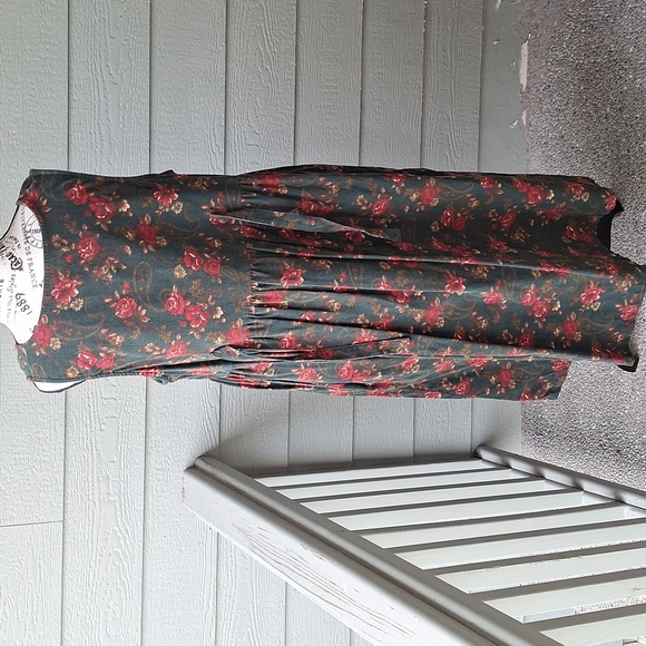 Vintage Capacity Maternity Dark Academia Floral Noir Corduroy Jumper Dress Large - Picture 6 of 14